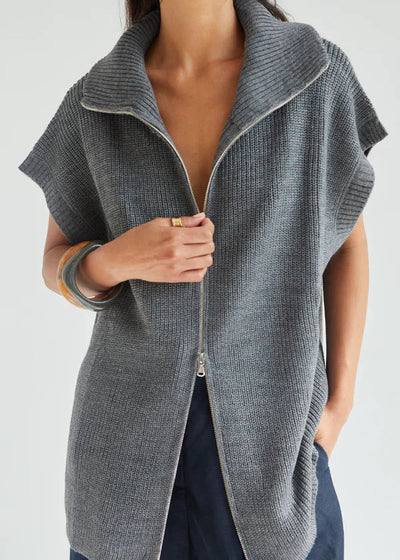 Charli Millie Sleeveless Knit Cardigan Grey