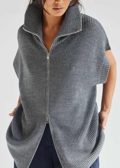 Charli Millie Sleeveless Knit Cardigan Grey