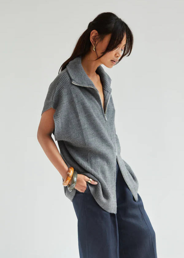 Charli Millie Sleeveless Knit Cardigan Grey