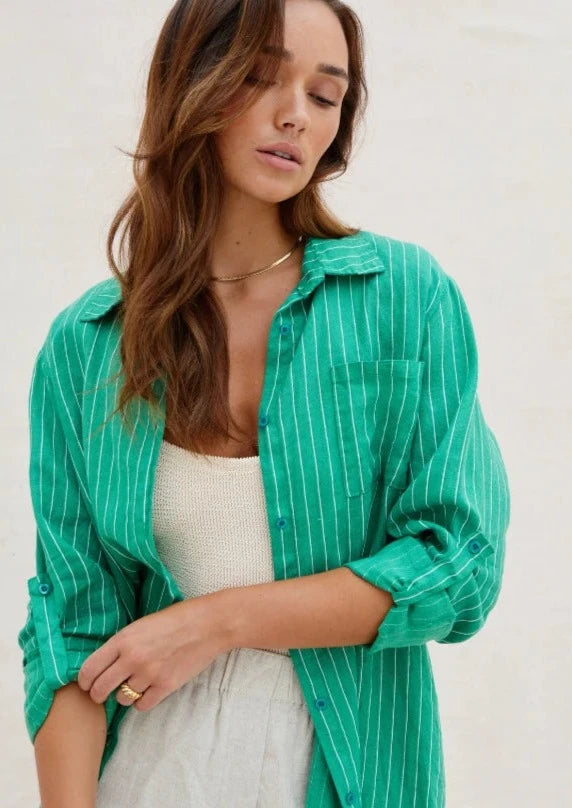 Charli Provence Linen Shirt -Green