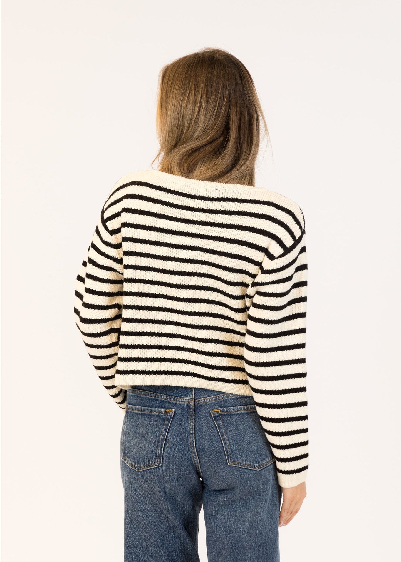Lyla & Luxe Stripe Cardi White/Black