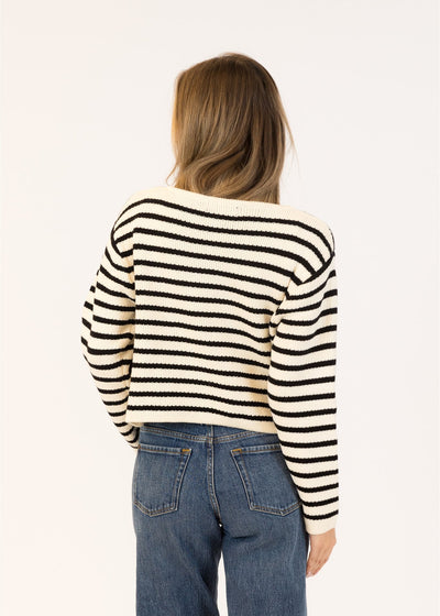 Lyla & Luxe Stripe Cardi White/Black