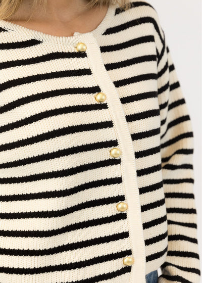 Lyla & Luxe Stripe Cardi White/Black