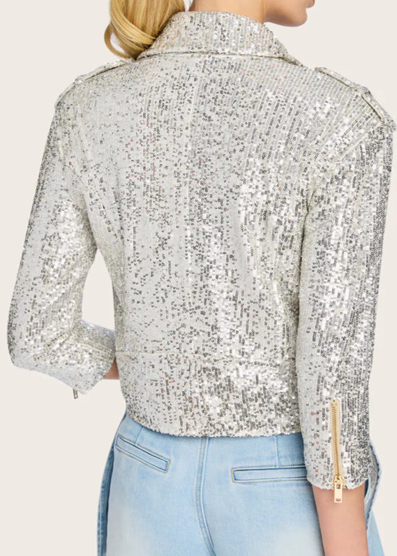 Generation Love Crawford Sequin Moto Jacket Moonbeam
