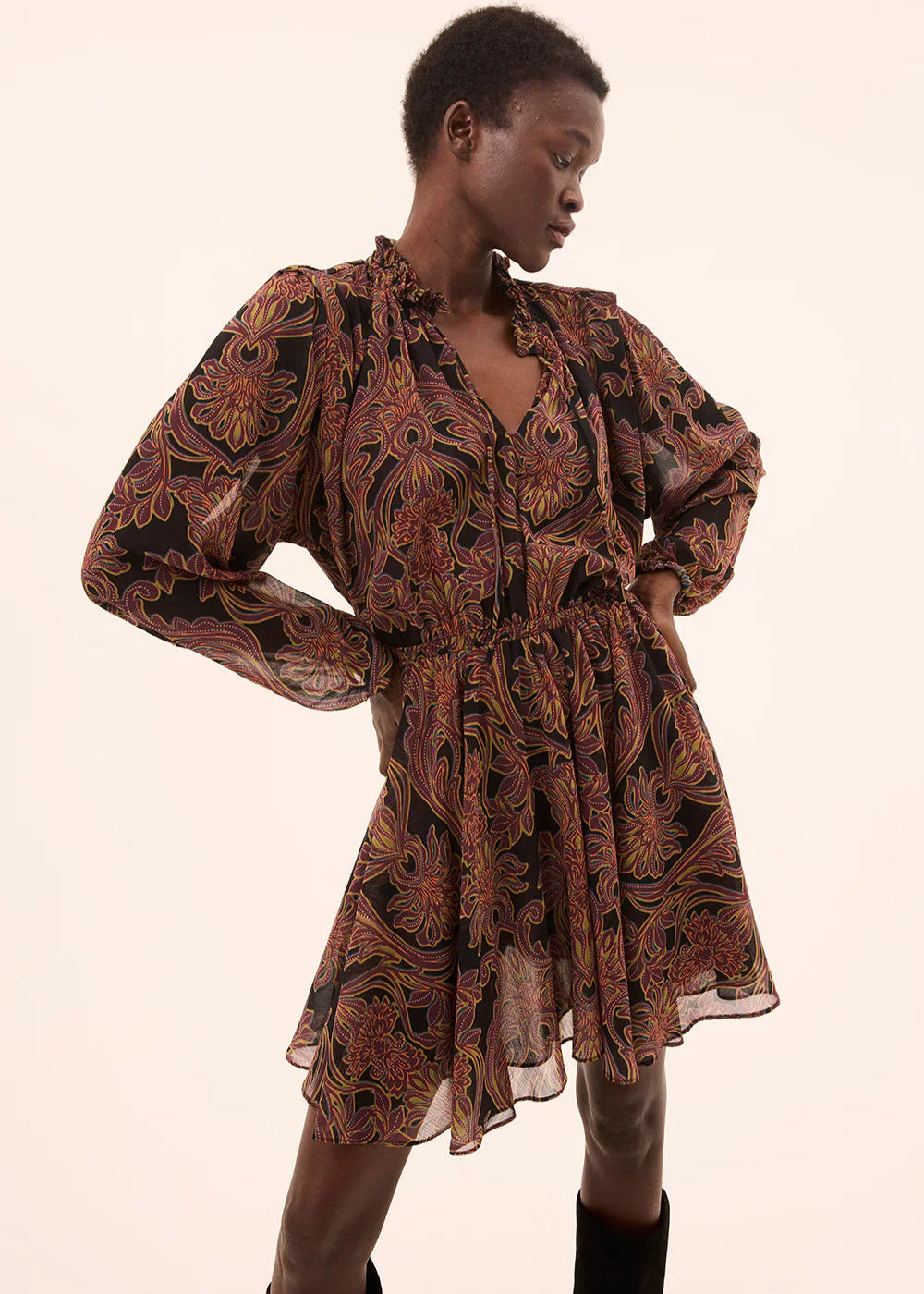 Misa Lilly Dress Studded Flora Chiffon