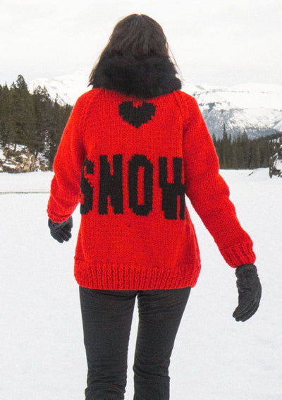 GOGO Long Heart “Snow” Wool Cardi - Fiery Red/Black