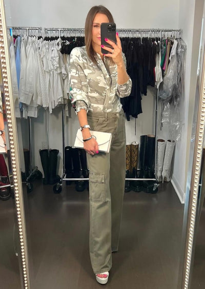 CHRLDR Jenny Collarless Shirt - Grey Camo
