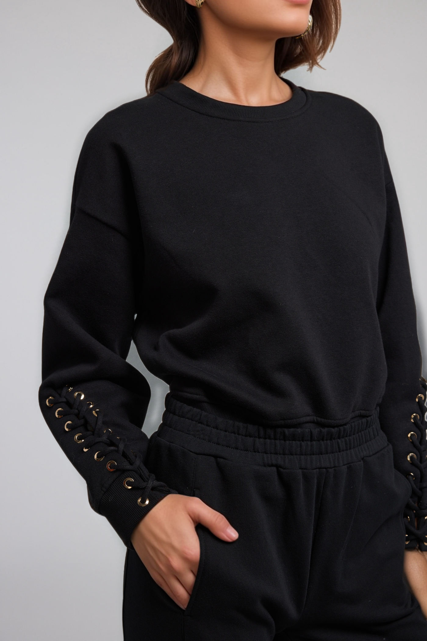 Generation Love Marley Lace-up Sweatshirt Black