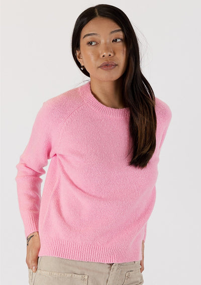 The Pink Door Knit Crew Neck Sweater - Pink