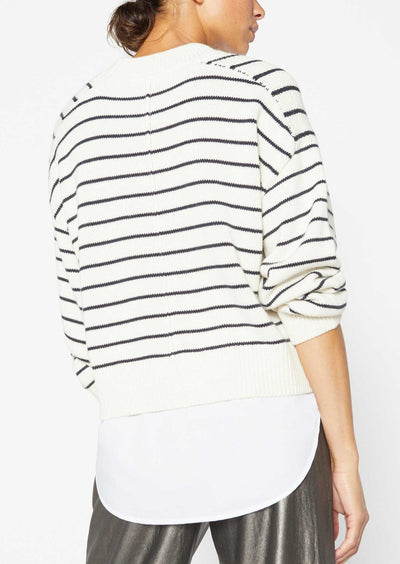 Brochu Walker Eden Stripe Crew Looker Sweater - Ivory/Black