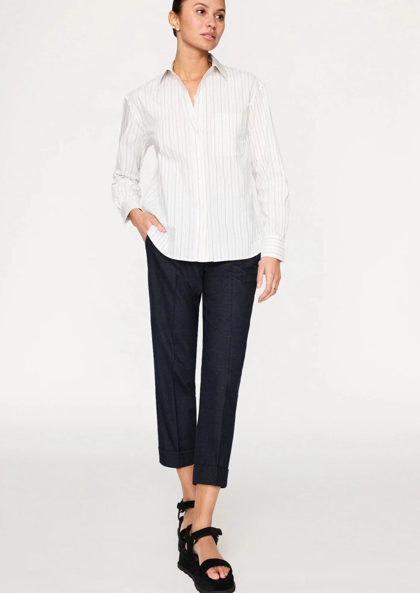 Brochu Walker Everyday Striped Shirt - White 