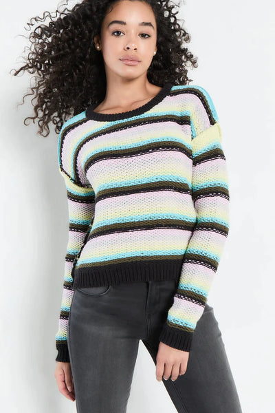 Lisa Todd Inside Out Stripe Knit Sweater - Turquoise/Multicolour