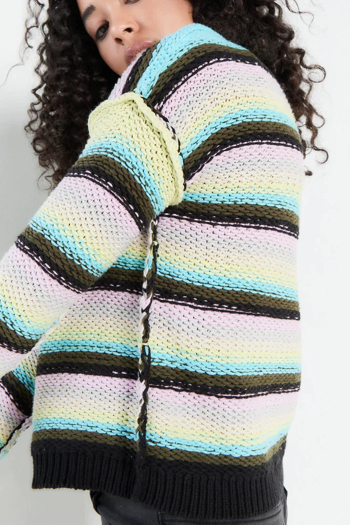 Lisa Todd Inside Out Stripe Knit Sweater - Turquoise/Multicolour