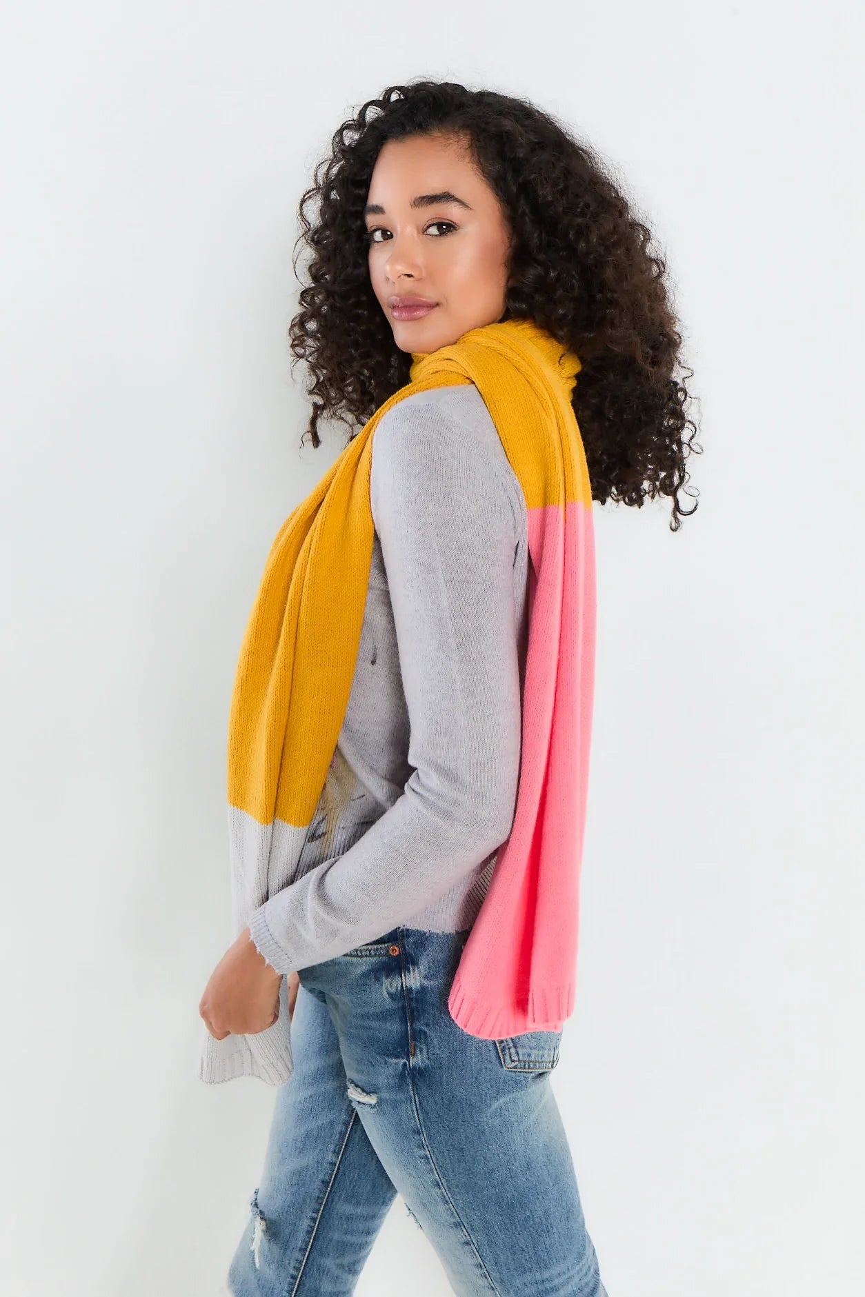 Lisa Todd Colour Crush Scarf - Mustard/Pink