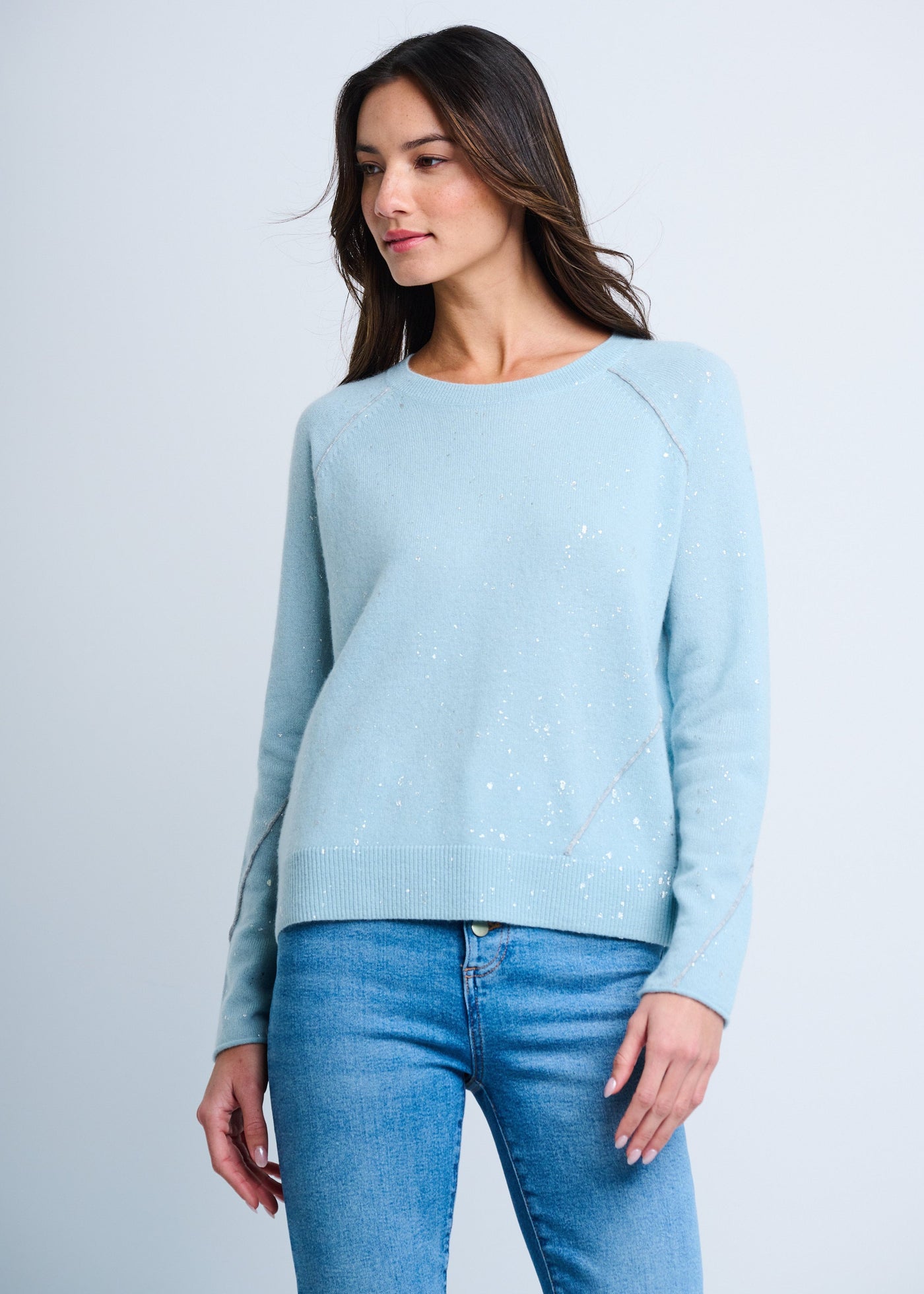 Lisa Todd 100% Cashmere Diamond Dust Dream Blue Sweater