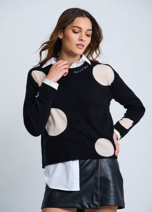 Lisa Todd Hot For Dots Wool/Cashmere Sweater Black
