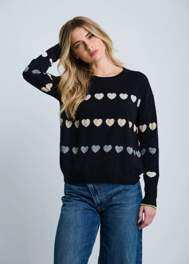 Lisa Todd Love track Cotton/Cashmere Sweater Black