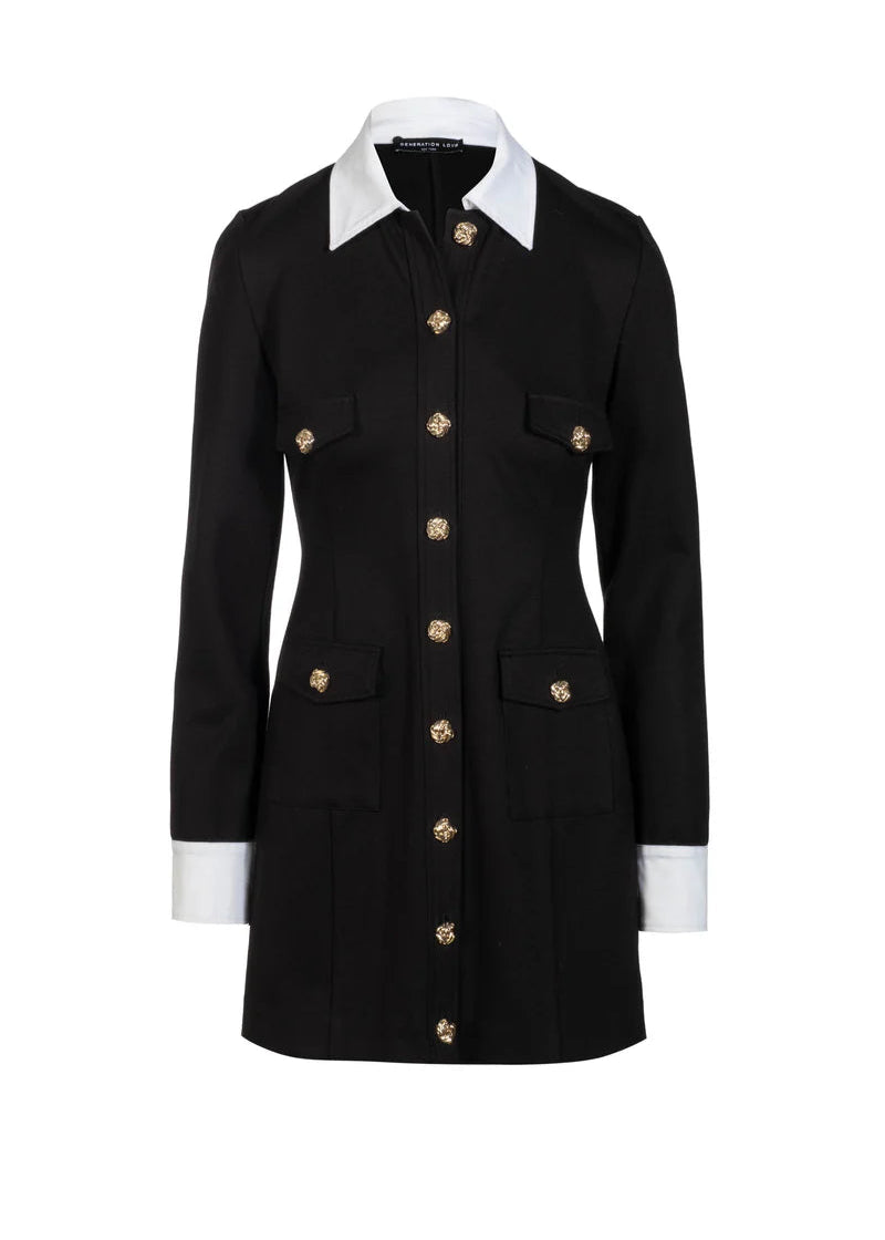 Generation Love Kendall Poplin Combo Ponte Dress Black