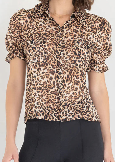 Generation Love Mina Leopard Georgette Shirt Leopardess