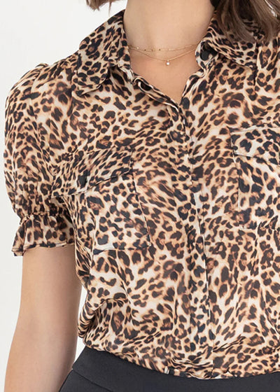 Generation Love Mina Leopard Georgette Shirt Leopardess