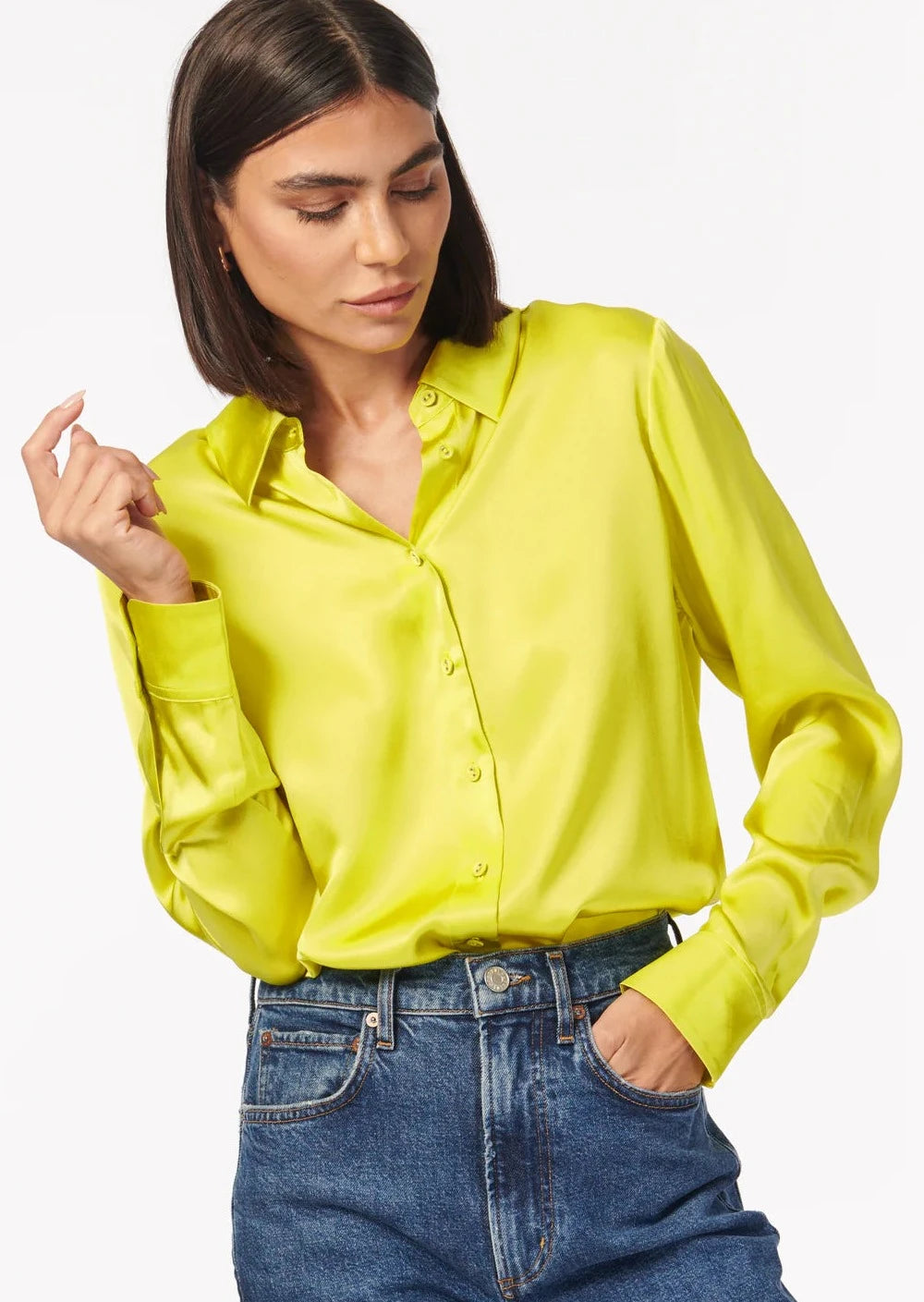 CAMI Crosby Silk Shirt - Lime