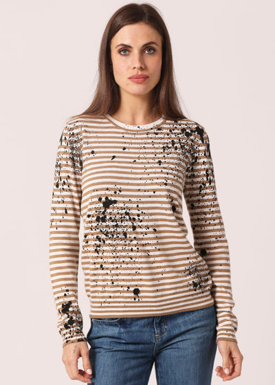 Minnie Rose Paint Splatter Stripe Crew