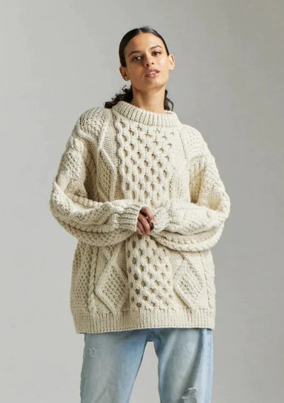 First Born Knits Honey Wool Sweater - Off White