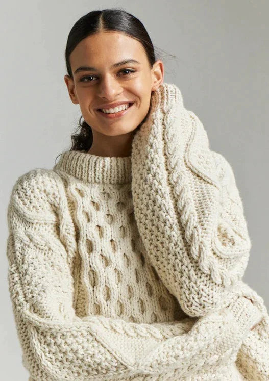 First Born Knits Honey Wool Sweater - Off White