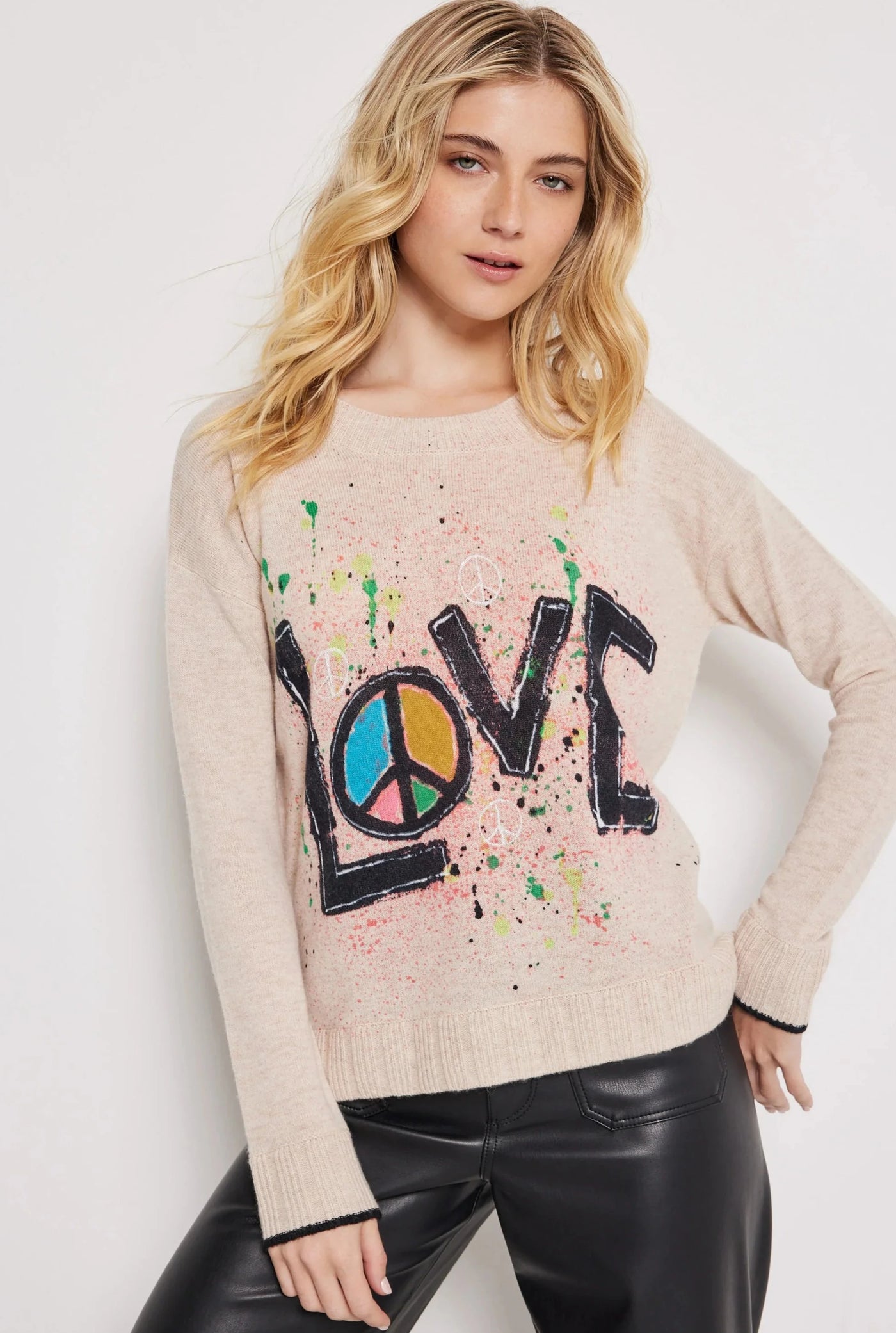 Lisa Todd Peace & Love Wool Pullover - Oat