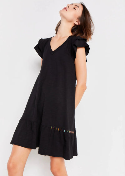 Lisa Todd S/S Free Frills Flutter Sleeve Dress - Black
