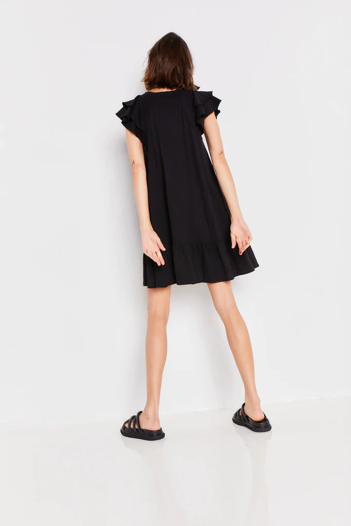 Lisa Todd S/S Free Frills Flutter Sleeve Dress - Black