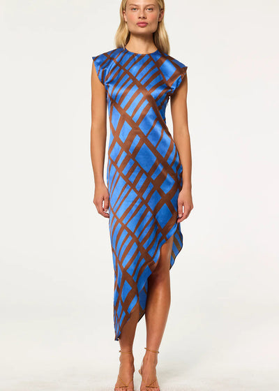Misa Lydia Dress Blue/Brown Matrix