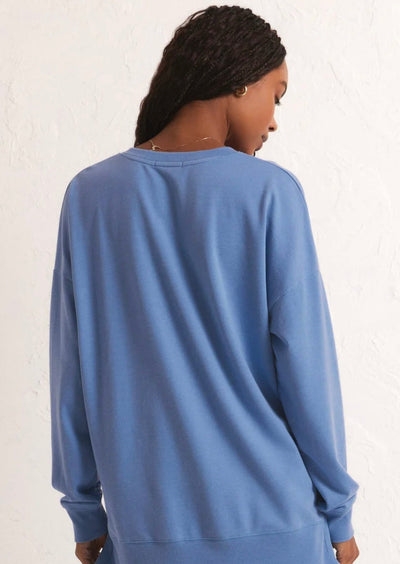 Z Supply Modern Weekender V-Neck Sweater - Blue Isle