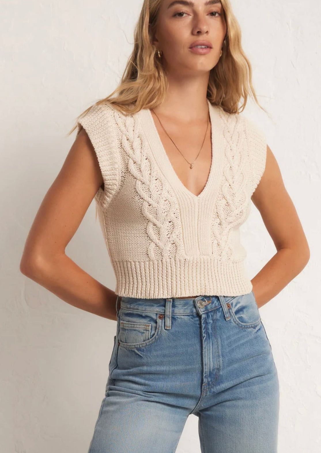 Z Supply Sands Roped In Sweater Vest - Cream