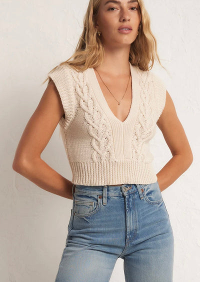 Z Supply Sands Roped In Sweater Vest - Cream