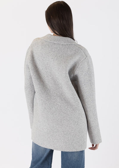 The Pink Door Knit Oversized Blazer - Light Grey