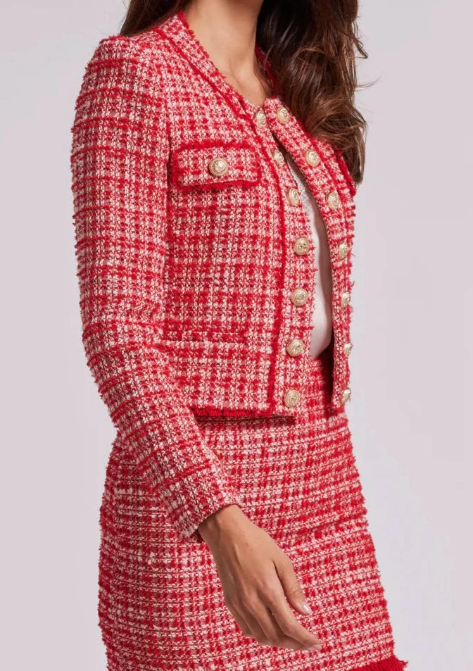 Generation Love Karson Tweed Jacket - Red/White