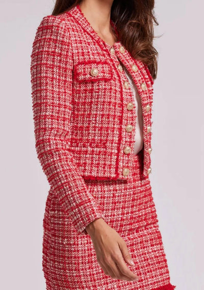 Generation Love Karson Tweed Jacket - Red/White