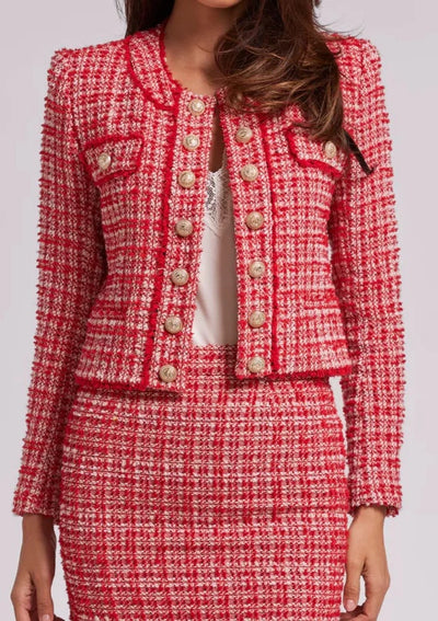 Generation Love Karson Tweed Jacket - Red/White