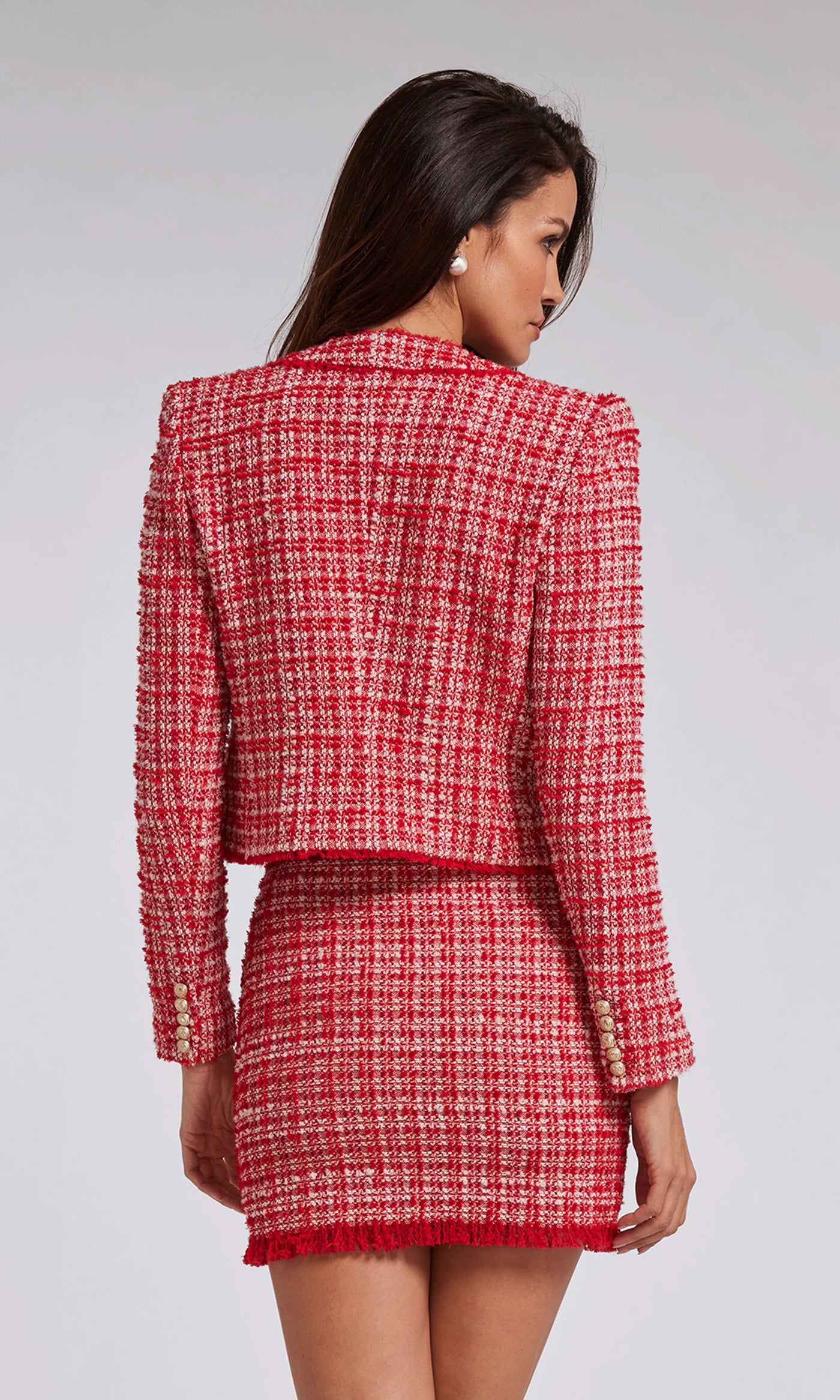 Generation Love Karson Tweed Jacket - Red/White
