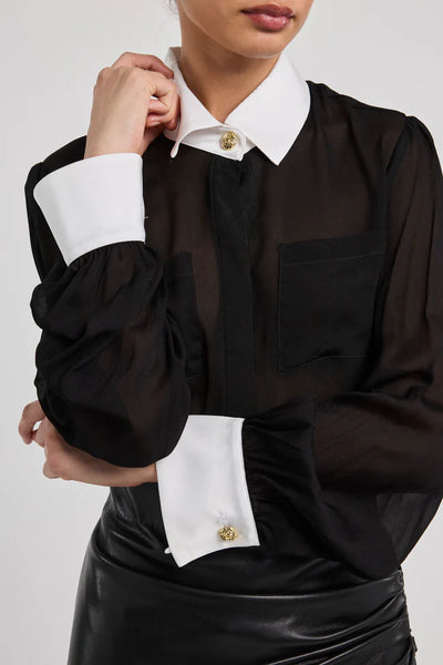 Generation Love Denise Georgette Combo Blouse Black/ White