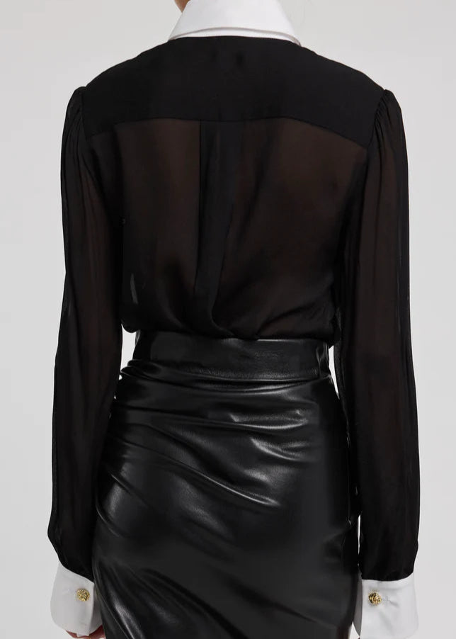 Generation Love Denise Georgette Combo Blouse Black/ White