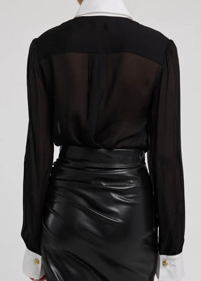 Generation Love Denise Georgette Combo Blouse Black/ White