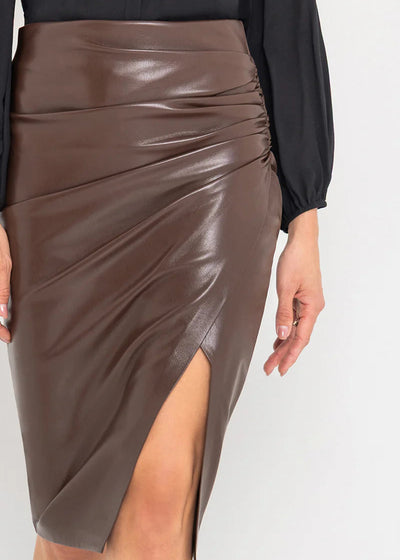 Generation Love Gina Vegan Leather Skirt Mahogany