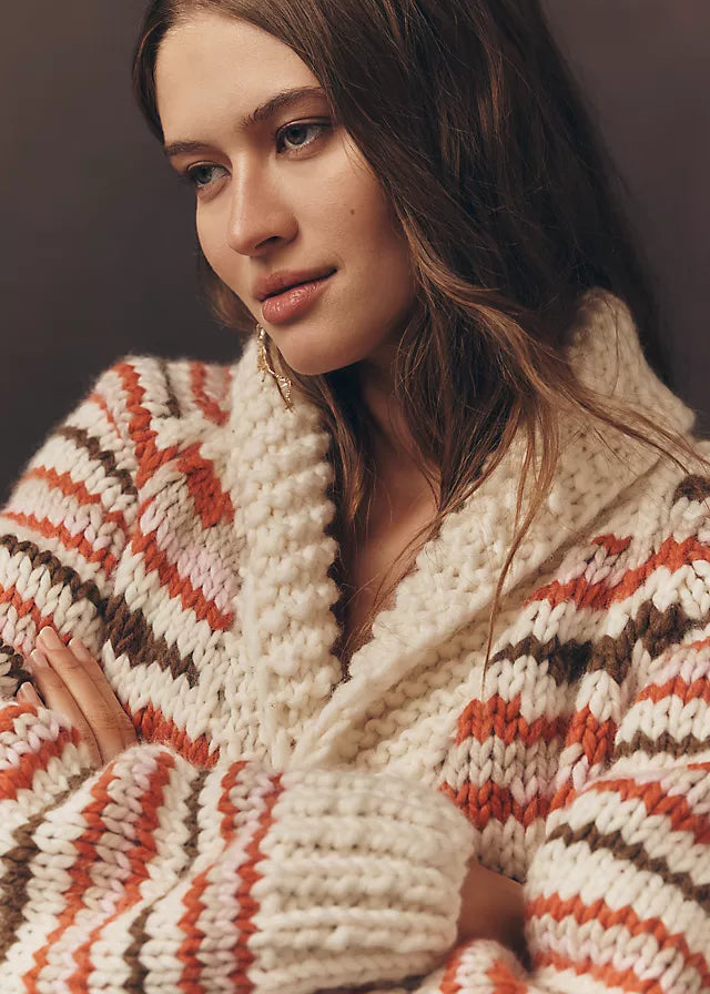 Gogo Long No Waste Cardi Snow Earth Orange