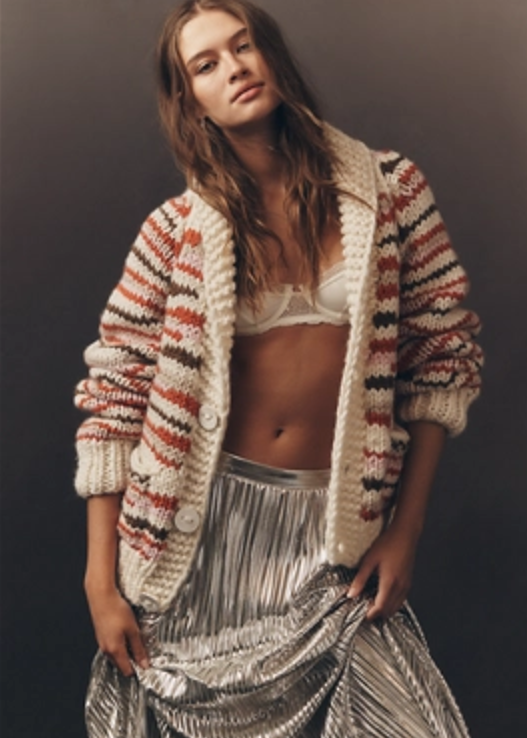 Gogo Long No Waste Cardi Snow Earth Orange