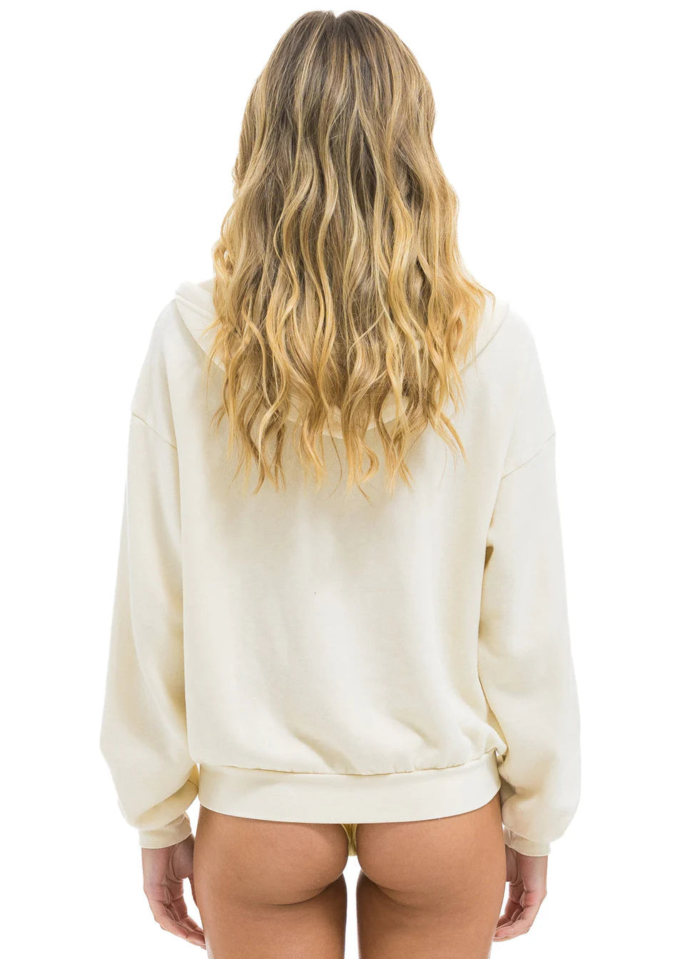 Aviator Nation 5 Stripe Zip Hoodie Relaxed White Neon