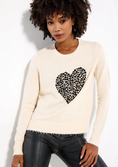 Lisa Todd Heart Bedazzled Sweater - Cream