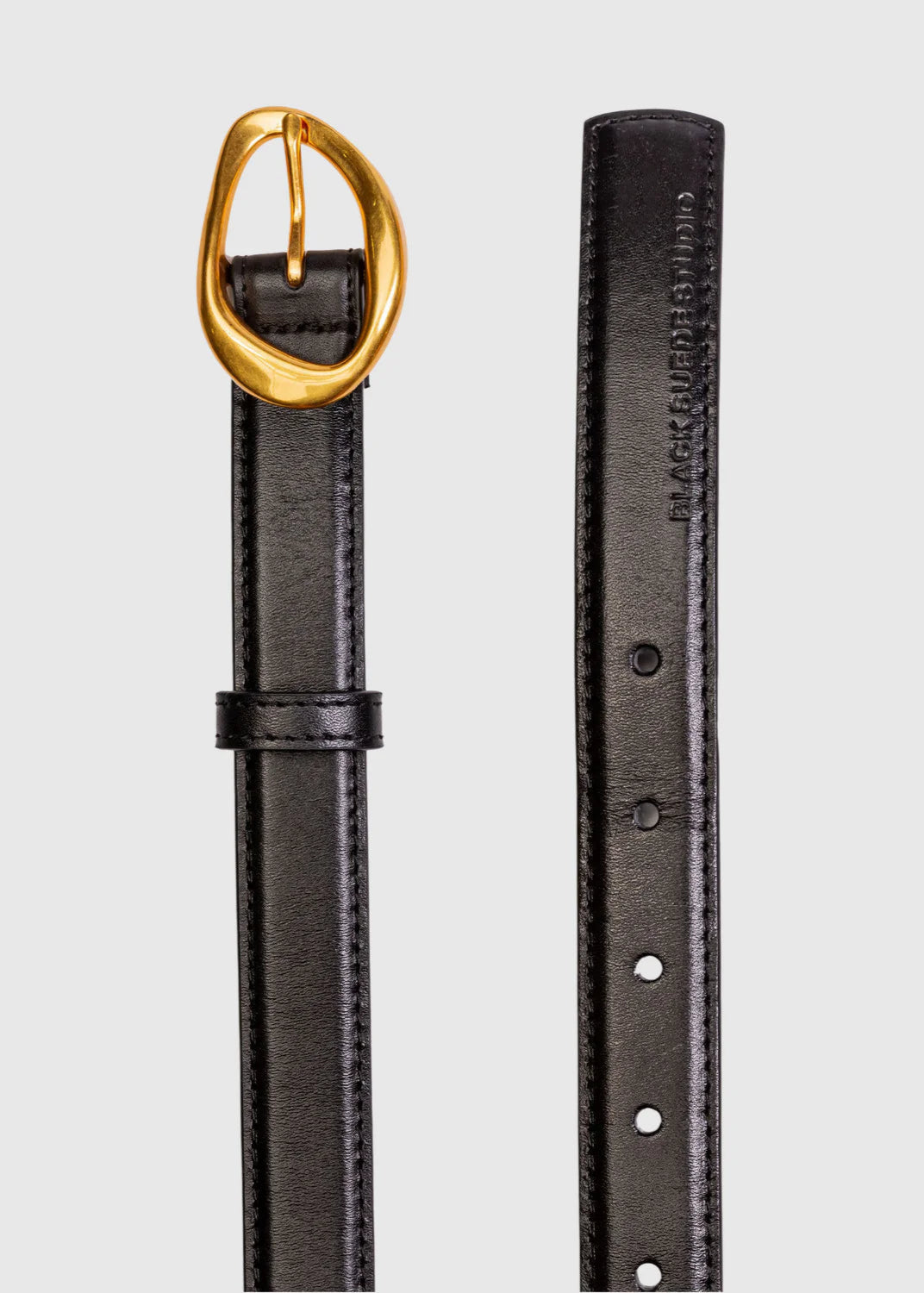 Black Suede Studio Iconic Belt Gold