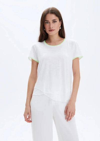 CHRLDR Neon Trim Ava Mock Layer T-Shirt - Neon Green